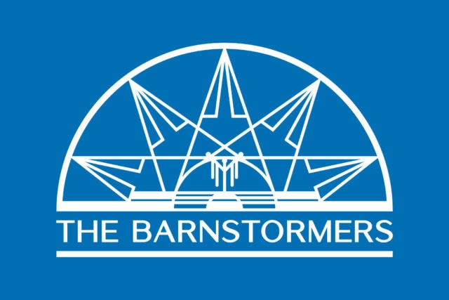 Barnstormers white on blue logo 2000x1334px